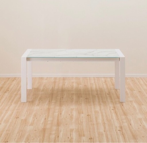 大理石調　伸長式ダイニングテーブル(エスペルト WH)