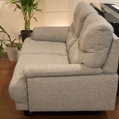 【美品】2人用布張りソファ(キャッツ3 GY)の画像