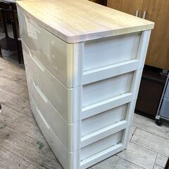定価19800円★ウッドトップチェスト 4段 幅80.5cm 引き出し 木製天板 金属レール 収納 白 ホワイト★買取帝国 志木店の画像