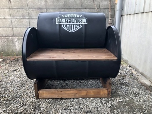 ドラム缶ベンチハーレーロゴ (こばひろ) 今川河童の椅子《チェア》の