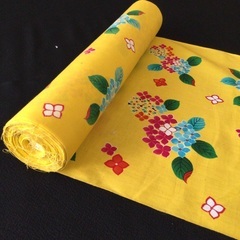 新品　浴衣反物【綿】黄色紫陽花