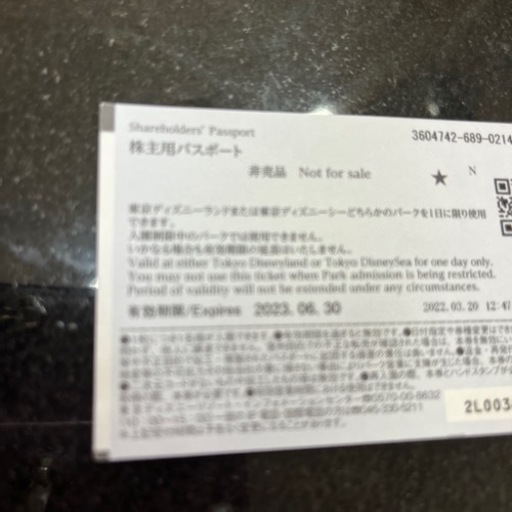 株主用パスポート１枚