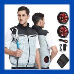 【新品】ファン付きベスト空調作業服 バッテリー付き ファンバッテ...