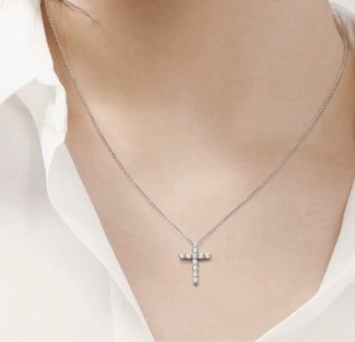 ティファニー TIFFANY&Co. ネックレス クロスペンダント Pt950×ダイヤモンド 11Pダイヤ アクセサリー 