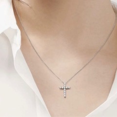 ティファニー TIFFANY&Co. ネックレス クロスペンダント Pt950×ダイヤモンド 11Pダイヤ アクセサリー の画像