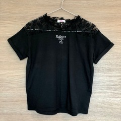 150 ピンクラテ 黒 Tシャツ レース 女の子 子供 半袖Tシ...