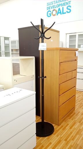 ★ジモティ割あり★ 大塚家具 ポールハンガー ダークブラウン H179.1×D40×W40 クリーニング済み YJ132