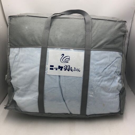 【中古品】★ニッケ★羽毛掛布団　ピンク　花柄　150㎝×210㎝　SL　　FH-6801　水鳥羽毛100％　水色の布団カバーと収納袋付き！
