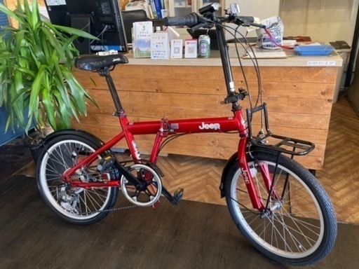 【チェーン新品！Jeep】6段変速　20インチ折りたたみ自転車　レッド