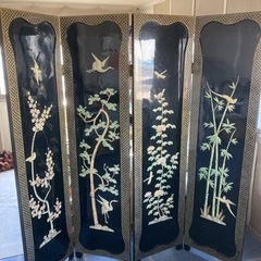 4連パーテーション　間仕切　屏風　昭和レトロ　1820×450