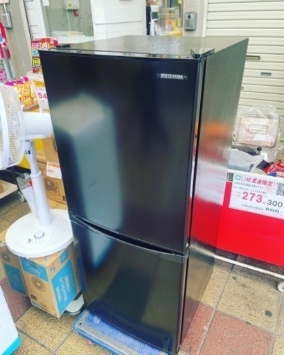 3か月間保証☆配達有り！19000円(税別）アイリスオーヤマ 2ドア冷蔵庫 142L  2022年製 ブラック