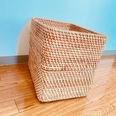 無印良品　MUJI　重なるラタン長方形バスケット・中の画像