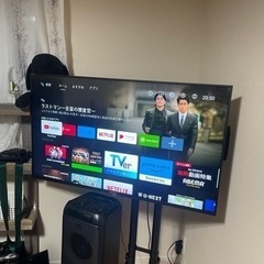 Android搭載テレビとテレビスタンドとスピーカー