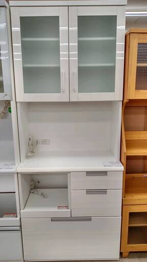 ★ジモティ割あり★  食器棚 白 H201×D44×W80 クリーニング済み TJ786
