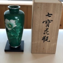 七宝焼 花瓶台座付き 骨董品の画像