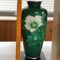 七宝焼 花瓶台座付き 骨董品の画像