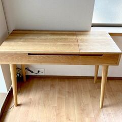 木製メークアップドレッサー（開閉式・鏡付き）の画像