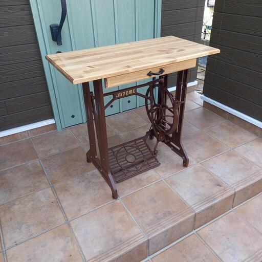 ハンドメイドテーブル JANOME 足踏みミシン ミシン台 アンティーク