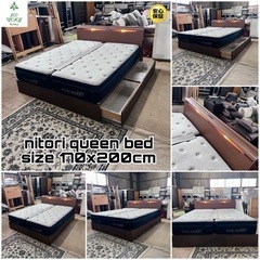 激安‼️ニトリベッドQUEENサイズ170x200cm💥美品出品...
