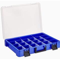 128k 【未使用品】【割れあり】JEJアステージ パーツストッカー ブルー 付属仕切板15枚付き [W約49×D約36.5×H約7.8cm] PS500 小物収納 釣り具 道具箱 日本製の画像