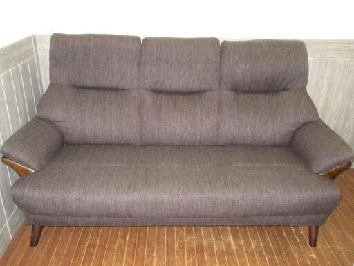 stp-1835 3Pソファ ブラウン ハイバック 3P 3人掛け 3人用 ひじ掛けあり 脚