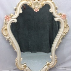 【値上げしました】鏡　ミラー　アンティーク　薄ピンク　姫家具　no2192