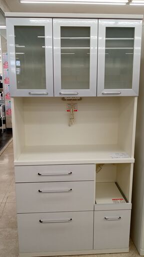 ★ジモティ割あり★  食器棚 白 H59.5×D43.5×W59.5 クリーニング済み TJ790