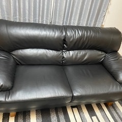 【美品】5月末まで限定！座り心地抜群！　ソファ　合皮　ブラック