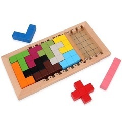 【新品】 知育玩具 パズルゲーム 木製のおもちゃテトリ 積み木 ...