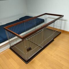 お値下げしました！【ワンちゃん用サークル】アイリスオーヤマ 小型・中型犬用 伸縮できるウッディサークル DWS-1500の画像
