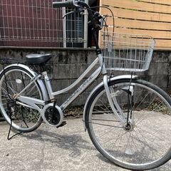 【メンテナンス済み】　２６インチ　シティサイクル　シルバーー　カ...