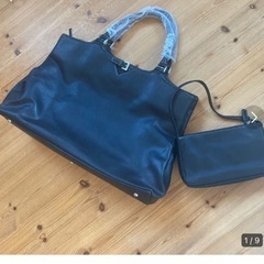 新品　本皮　トートバッグ　ミニバッグ付き　ビジネスバッグ　ブラッ...