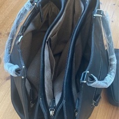 新品　本皮　トートバッグ　ミニバッグ付き　ビジネスバッグ　ブラック　大容量の画像