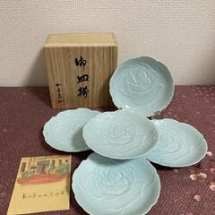 香蘭社　銘々皿　青磁薔薇　　5枚セット　プレート　小皿
