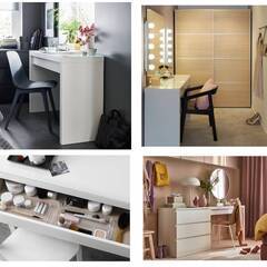 ドレッサー　サイドチェスト　２点セット　白　テーブル　IKEA　パソコンデスク　ビジネスデスク　デスク　チェスト　ワゴンサイドチェスト