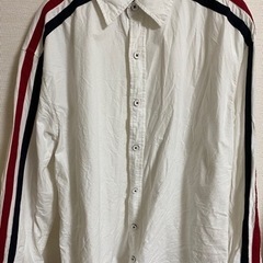 シャツ 白 トリコロール柄 大きいサイズ