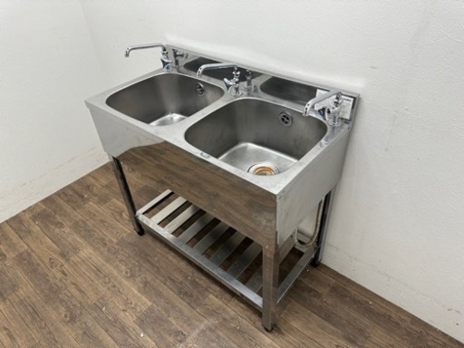 ａｚｕｍａ　アズマ　業務用　２槽シンク流し台　蛇口付き　店舗　飲食店　Ｗ９００ｘＤ４５０ｘＨ８００ｍｍ
