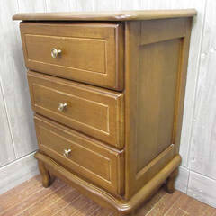 ss5048　脚付きチェスト　3段　木製　ダークブラウン　引出3杯　コンソールチェスト　サイドチェスト　収納家具　幅48cm　引出収納　リビング収納　キャビネット　電話台　ベッドサイドの画像