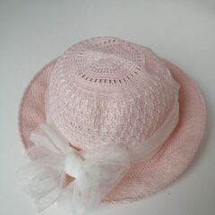 オーガンジーリボン可愛いピンク　帽子の画像