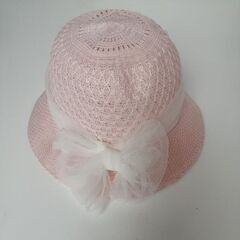 オーガンジーリボン可愛いピンク　帽子の画像