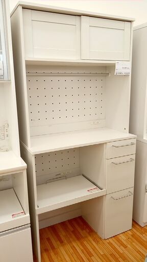 ★ジモティ割あり★  食器棚 ホワイト H182×D45×W90 クリーニング済み YJ138