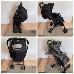 【最終値下げ‼️】4,000円→3,000円✨ベビーカー 黒 メッシュ素材 レインカバー付きの画像