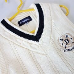 【No.60】キッズ セーターベスト オフホワイト 100サイズの画像