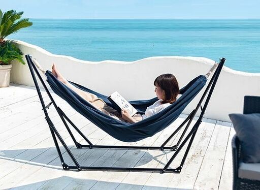ハンモック スタンド アウトドア チェア 軽量 折りたたみ ネイビー ベランピング 庭