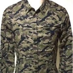 ［訳あり新品未使用］ADMIX アトリエサブメン フレンチリネン綿 迷彩柄シャツ Mの画像