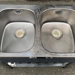 業務用 アズマ 2槽シンク 幅750×奥450×高さ750(mm) 流し台 厨房機材 キッチン 手洗い場 厨房機器 店舗用品 大阪 2層シンク AZUMA 大阪発の画像