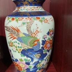 大幅値下げ5千円🏺有田焼　染錦岩花鳥　肩丸花瓶