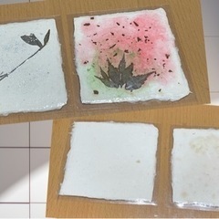 和紙で作った手作りコースター 紙製コースター  の画像