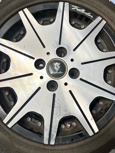 006【ジャンク品】 TRAFFICSTAR DTX モノブロック 15インチ タイヤ1本パンク有 4穴 165/55 R15 15×
