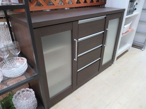 状態良好【愛知店舗・在庫色々御座います】サイドボード　キャビネット キッチンカウンター　食器棚　W120×H83㎝　ブラウン